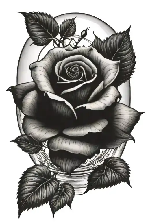 dying rose in glass dome tattoo design idea