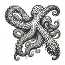 black hand drawn octopus tentacles tattoo design idea