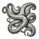 black hand drawn octopus tentacles tattoo design idea