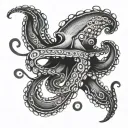 black hand drawn octopus tentacles tattoo design idea