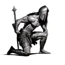 spartan warrior kneeling tattoo design idea