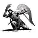 spartan warrior kneeling tattoo design idea