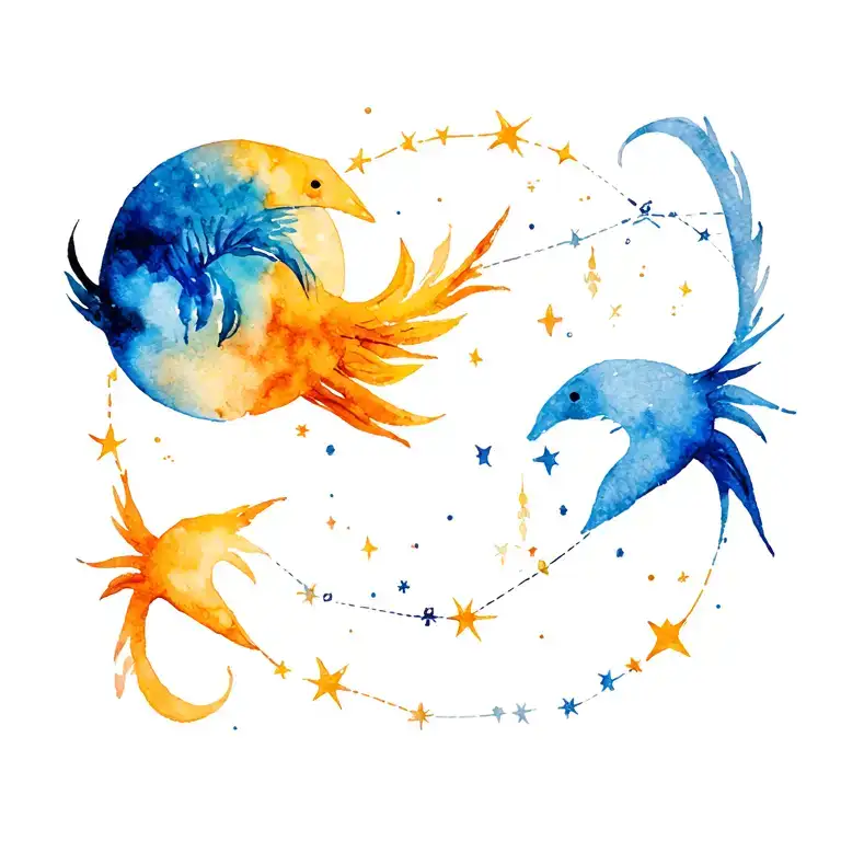 Sagittarius constellation Aquarius constellation Pisces constellation tattoo design idea