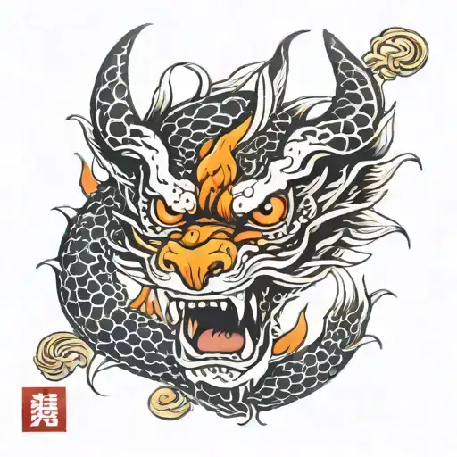 dragon face tattoo design idea
