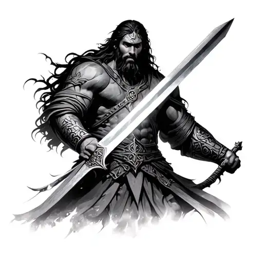 Isaiah 6 8 warrior wielding a sword tattoo design idea