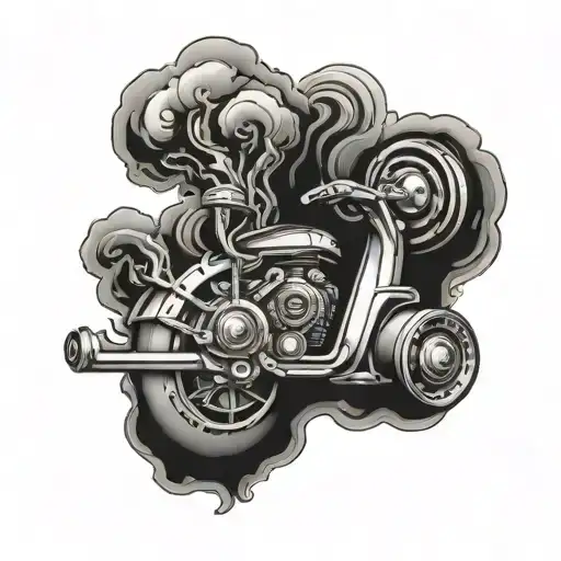 turbo rolling smoke out tattoo design idea