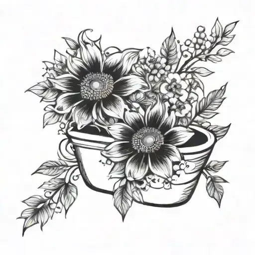 wildflower toilet tattoo design idea