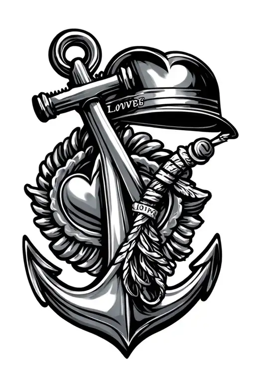 police army anchor love tattoo design idea