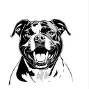 angry pitbull silouhette tattoo design idea