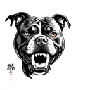 angry pitbull silouhette tattoo design idea