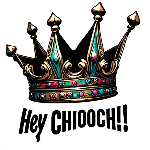 "Hey CHOOCH!" african king crown tattoo design idea