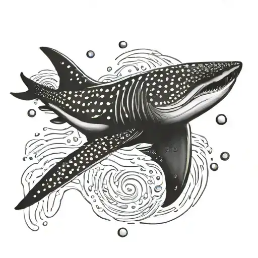 whale shark swimming tattoo design idea