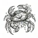 Maryland blue crab facing out with Phish bubbles tattoo design idea