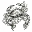 Maryland blue crab facing out with Phish bubbles tattoo design idea