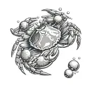 Maryland blue crab facing out with Phish bubbles tattoo design idea