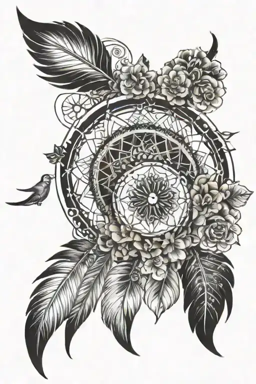 anhk cross dream catcher mandala design tattoo design idea