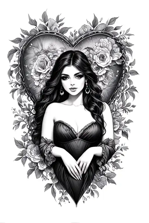 Miamor Nicole with Heart surrounded tattoo design idea