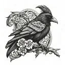 gothic raven tattoo design idea