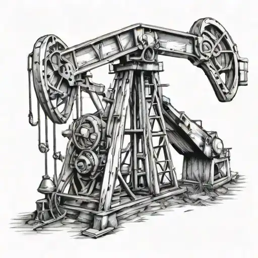 longhorn oilfield pump jack tattoo design idea