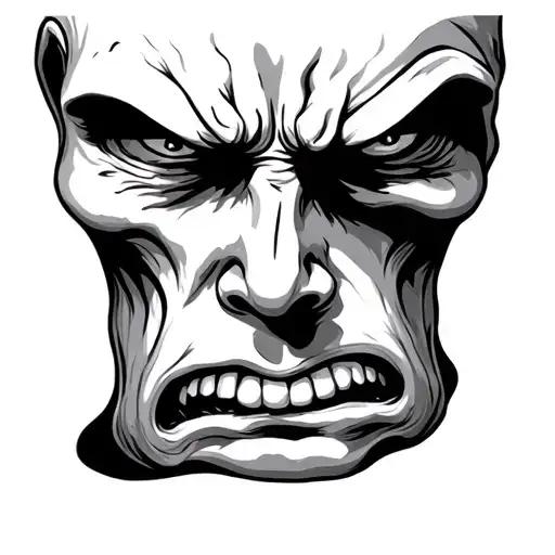 double sided coin sad and angry face  tattoo design idea