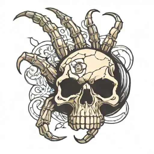 Bone Hand just ring and pinkie combined wqith spider  tattoo design idea