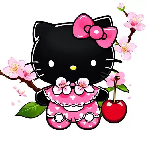 hello kitty and cherry blossoms  tattoo design idea