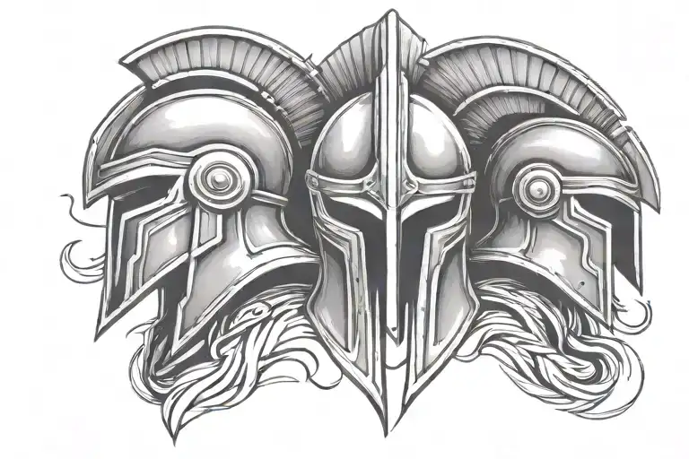 3 spartan helmets tattoo design idea