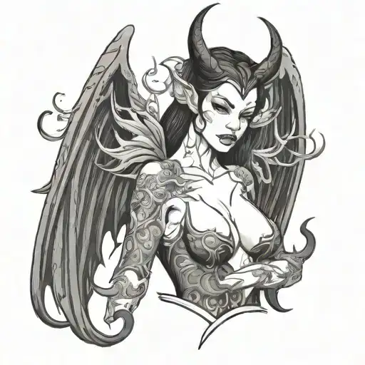 sexy succubus half sleeve tattoo design idea