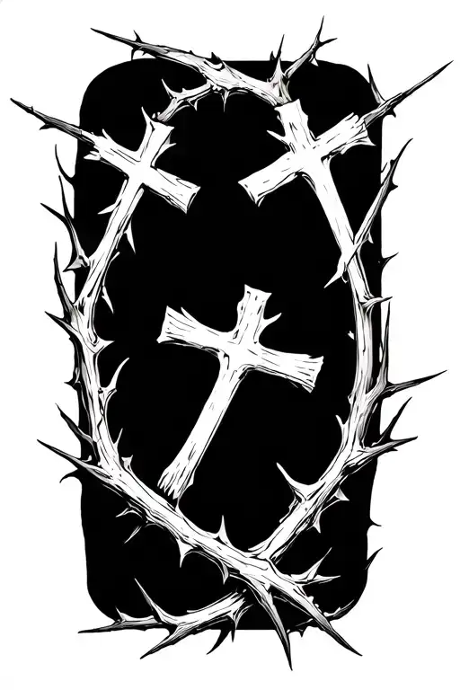 3crosses made of thorns tattoo design idea