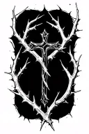3crosses made of thorns tattoo design idea