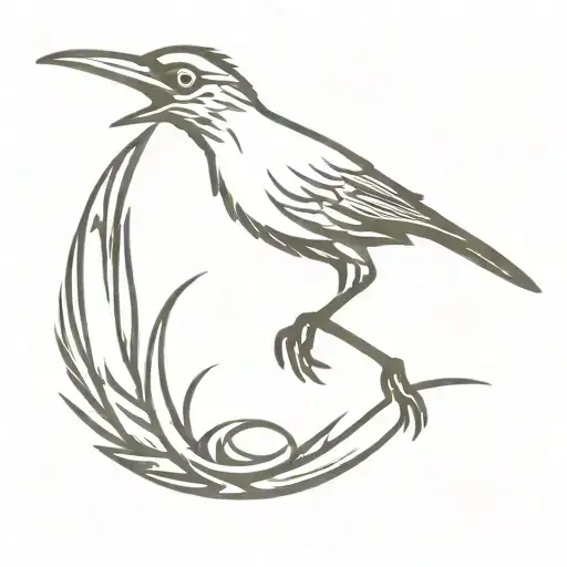 roadrunner silhouette scythe tattoo design idea