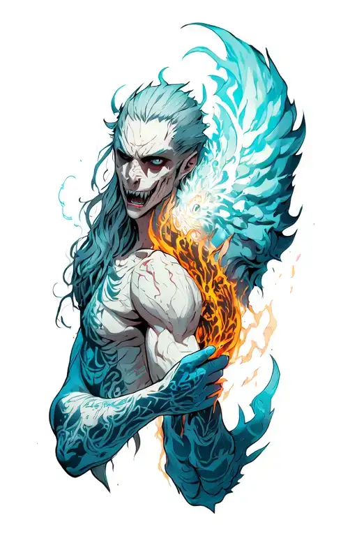 levy ackerman attack on titan and bestial titan holding tattoo design idea