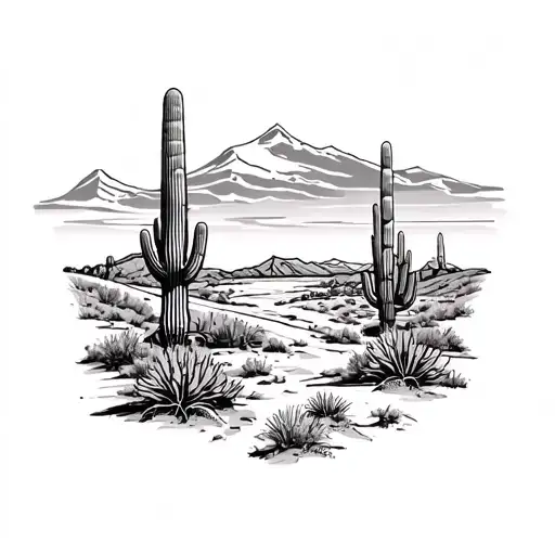 arizona desert landscape tattoo design idea