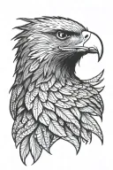 eagle head with a small eagle flying towards on his neck  tattoo design idea