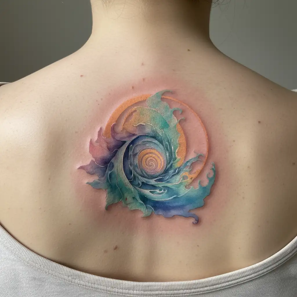 gratitude spiral ocean sunrise tattoo design idea