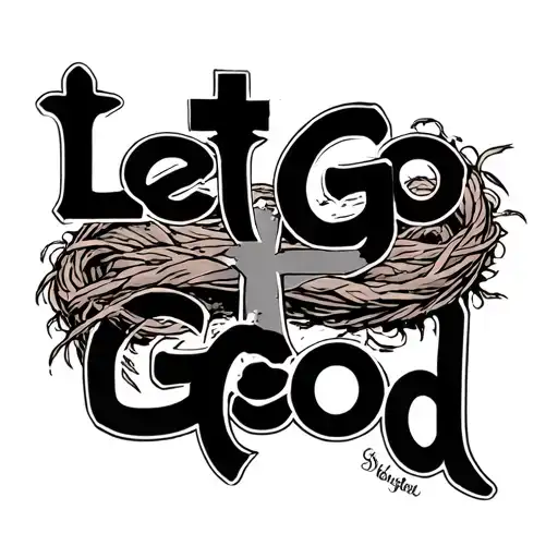 "Let Go Let God" Crosses nest to each other tattoo design idea