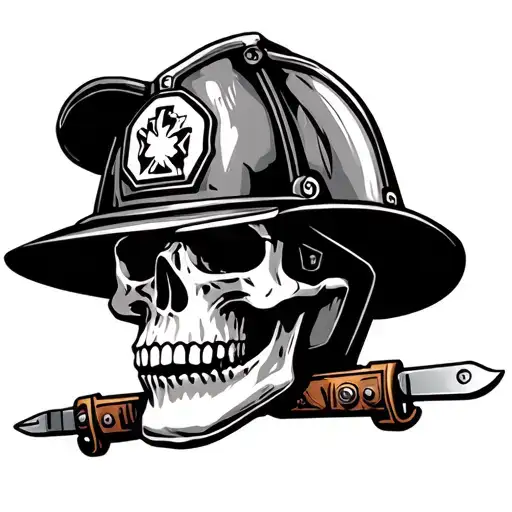firefighter flash irons skull tattoo design idea