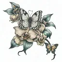 Orchid wit butterfly tattoo design idea