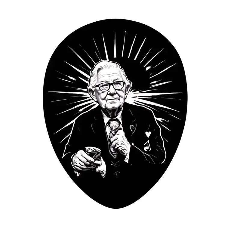 granny papaw,memorial, clouds,rays of light, spades, music tattoo design idea