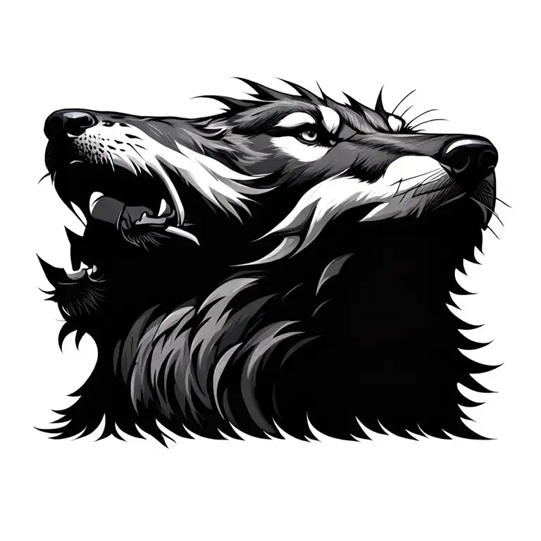 polynisian wolf howling tattoo design idea
