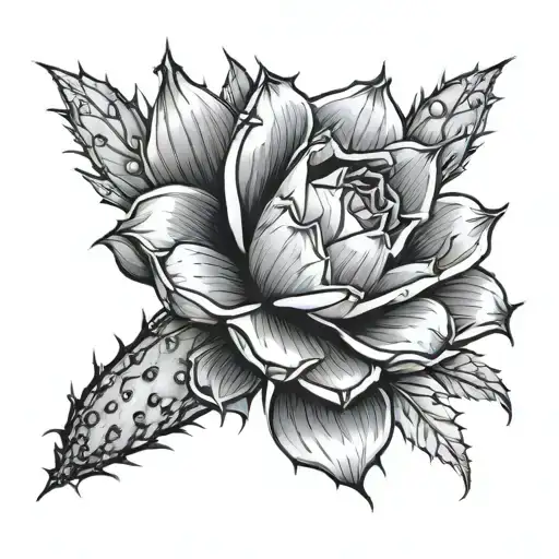 arm wrap prickly pear cactus feminine tattoo design idea