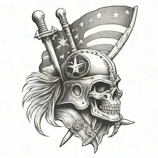 raiders and American flag tattoo design idea