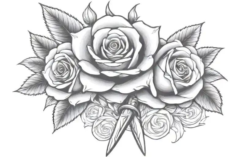 dagger going through rose tattoo design idea