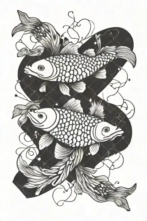 koi fish, heart and brain tattoo design idea