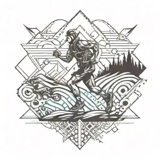 trail running, hop, music, freedom tattoo design idea