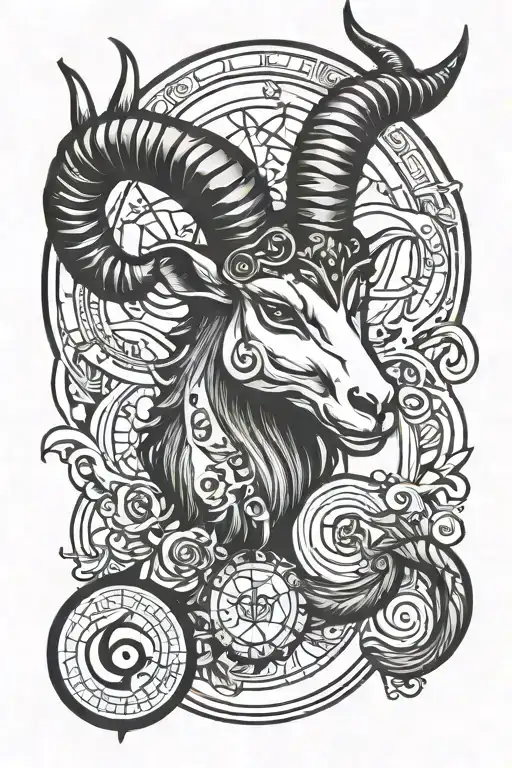 capricorn zodiac sign tattoo design idea