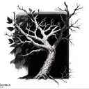 XXXTentacion's, leafless tree branch tattoo design idea