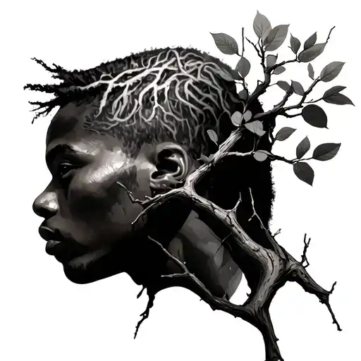 XXXTentacion's, leafless tree branch tattoo design idea