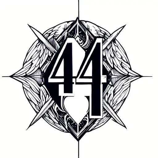 number 444 baby angel tattoo design idea