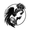 number 444 baby angel tattoo design idea